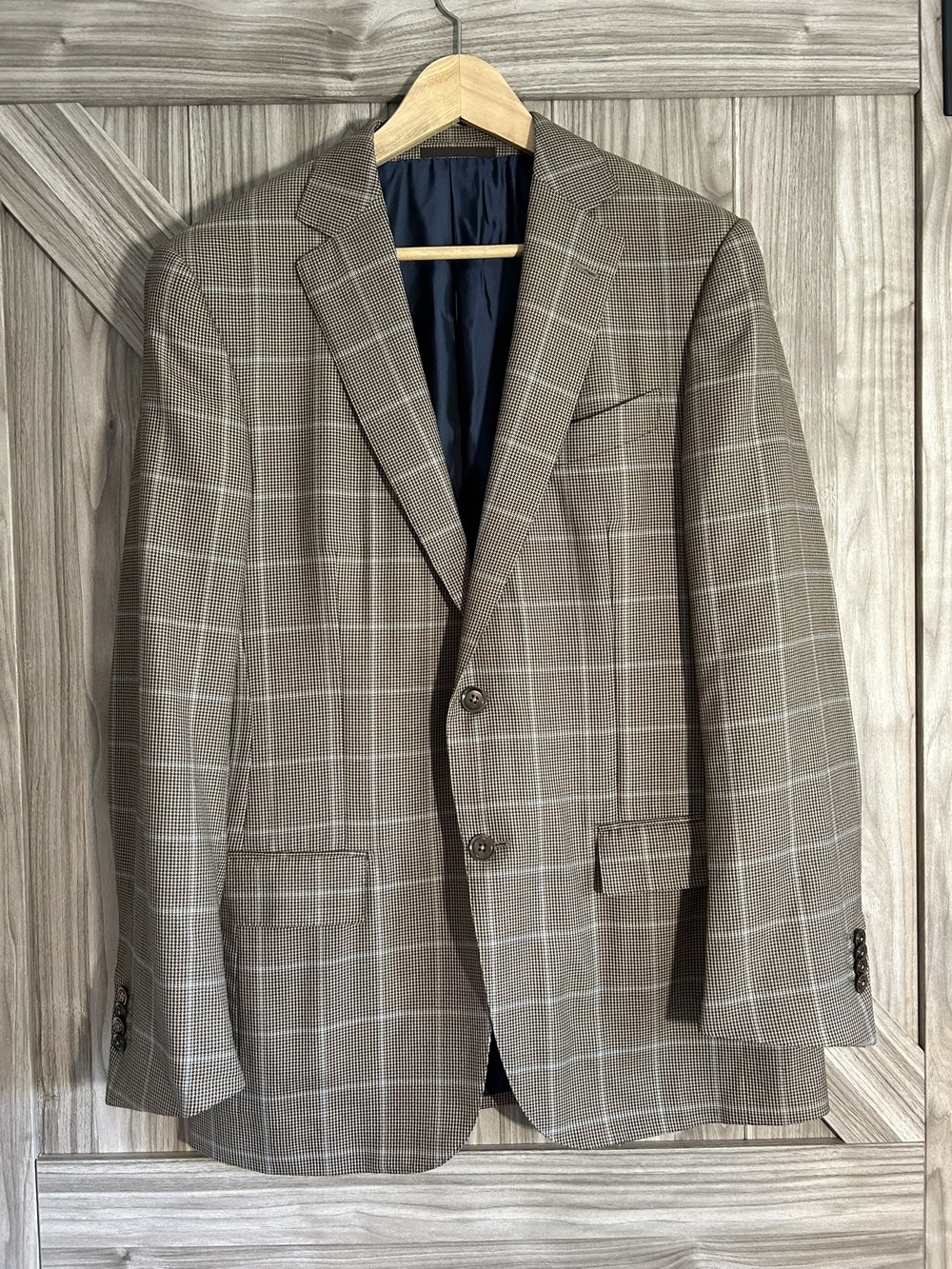 Ermenegildo Zegna Brown Plaid Wool Blazer Suit Jacket Fit Mila 40R
